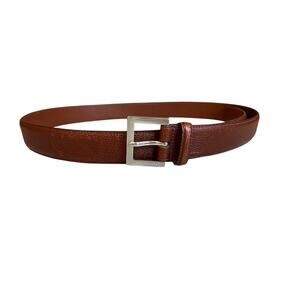 Mens Coach Pebbled Leather Belt Medium Brown Silver Buckle 36